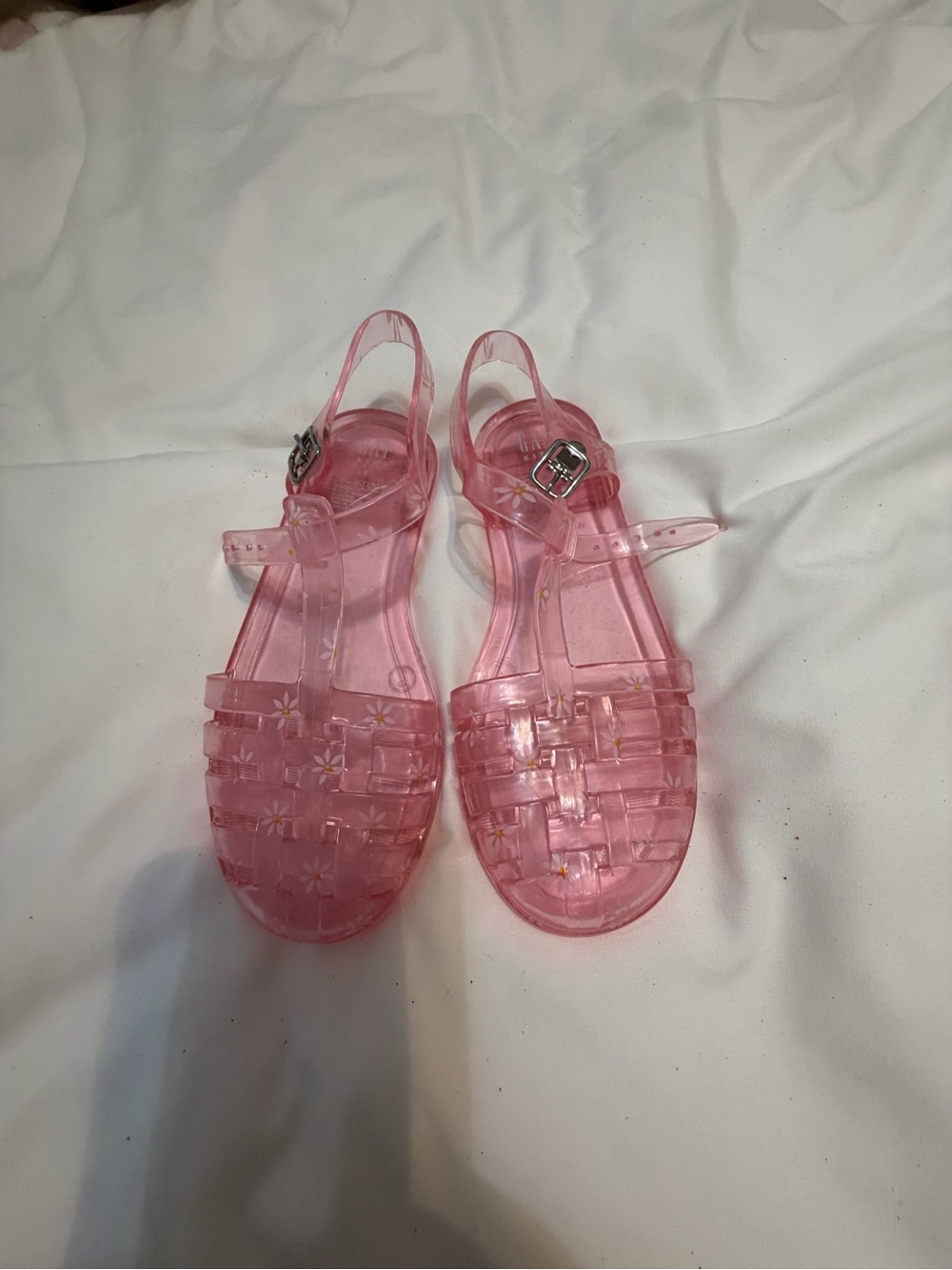 GAP Kids Pink Transparent Jelly Sandals with Floral Accent